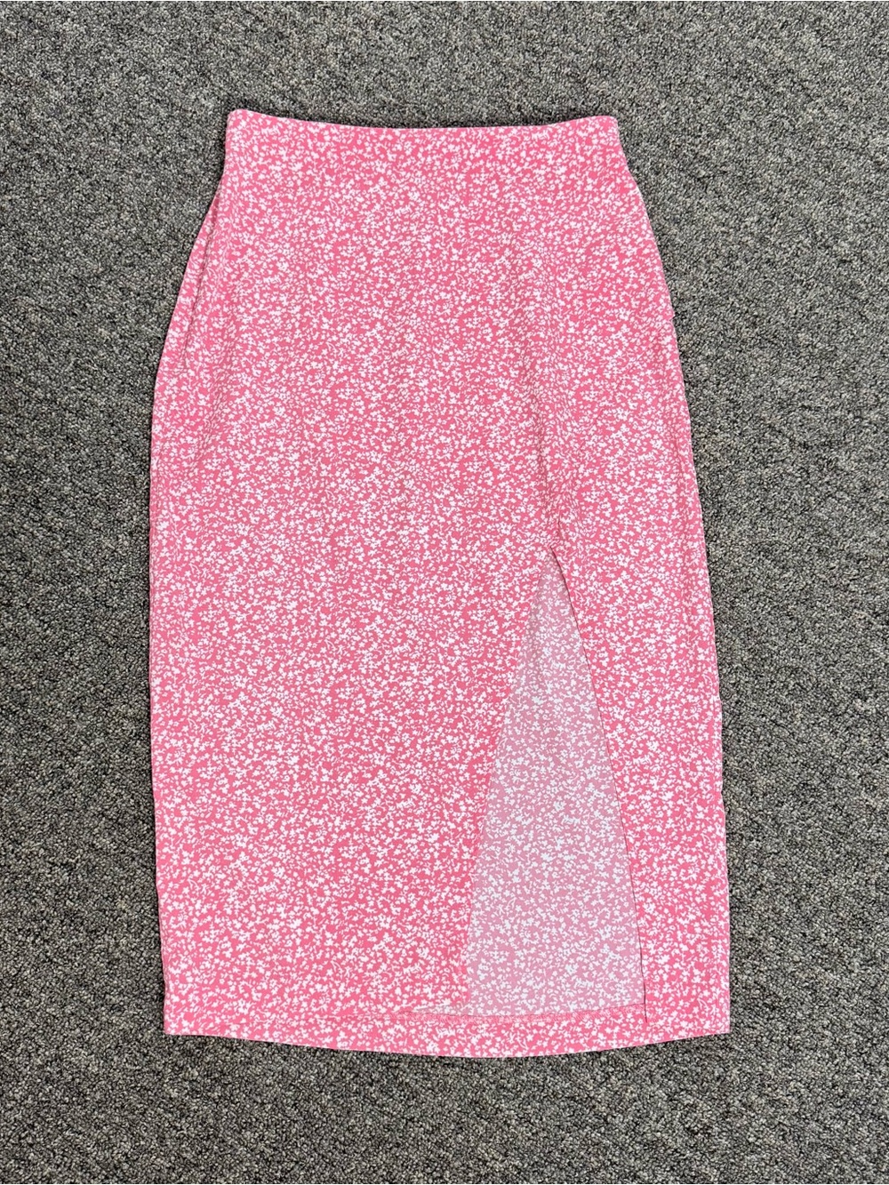 Abercrombie Pink Floral Midi Skirt with Front Slit small petite